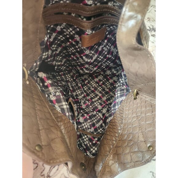 Jessica Simpson Large Leather Brown Embossed Shoulder Tote Bag NWOT - Picture 8 of 8